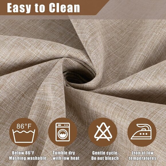 Faux Linen Tablecloth Rectangle 60 x 102 Inch - Rustic Fabric Table Cloth for 6 - Picture 5 of 6